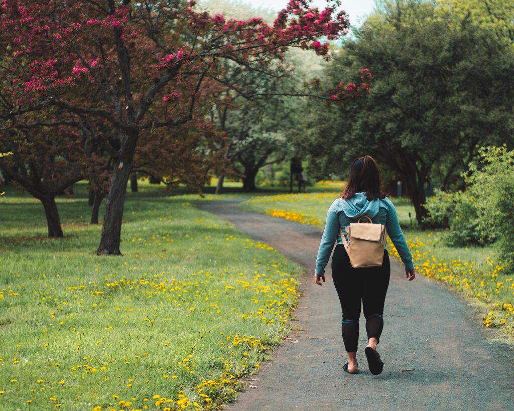person walking in park