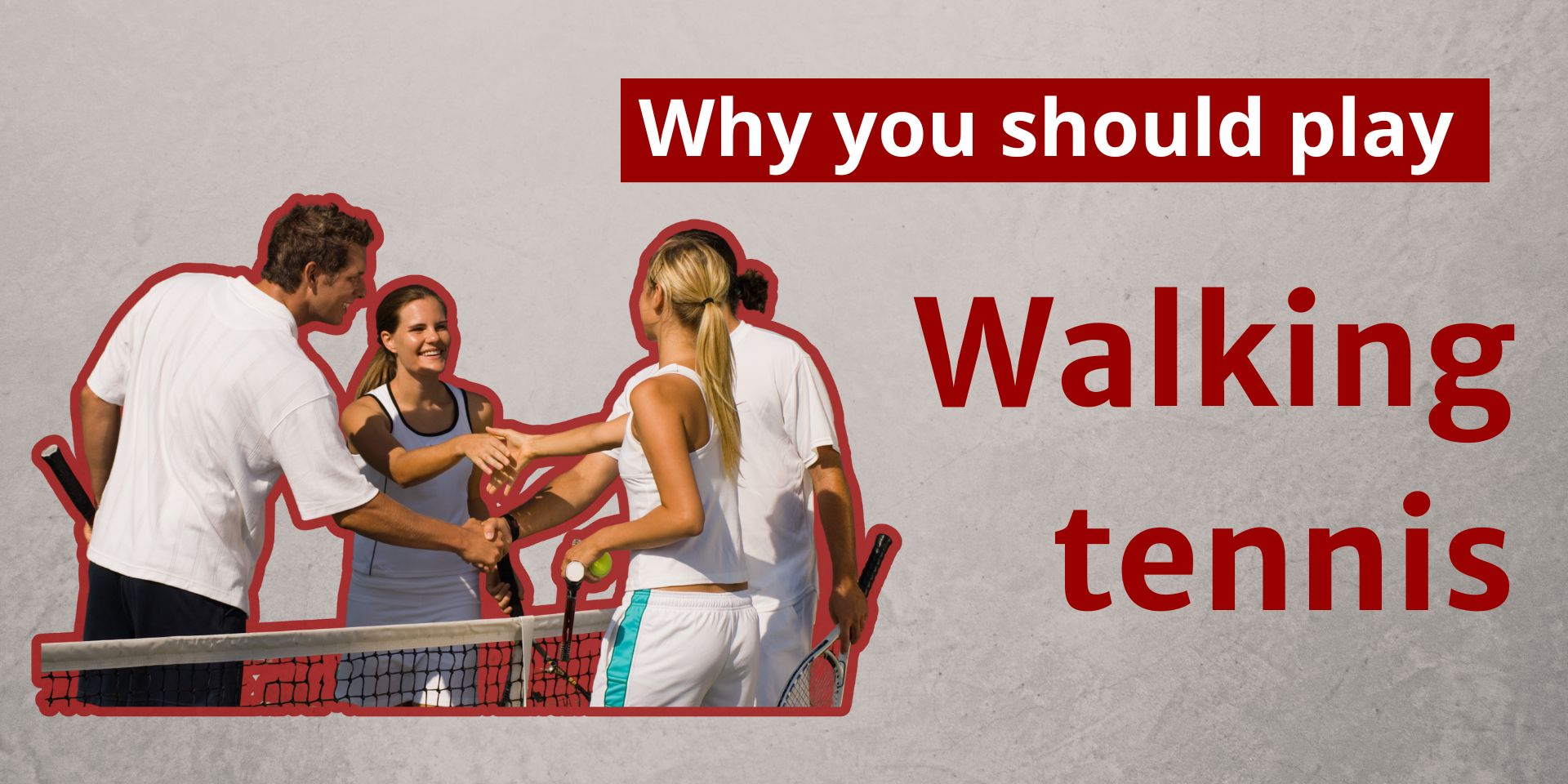 people playing tennis. text reds why you should play walking tennis